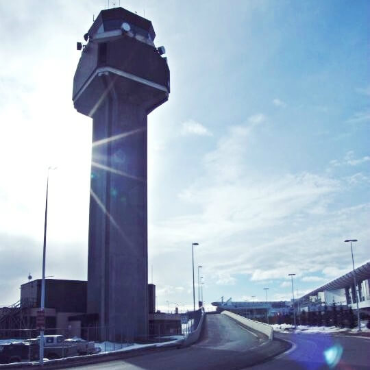 Anchorage Airport tower in the sun